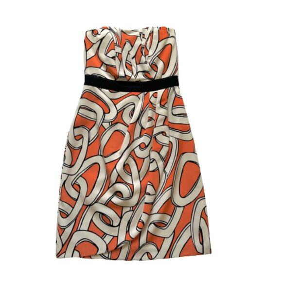 The Limited Dress Orange Cream Chainlink Strapless Faux Wrap Drape Front Size 0 - Picture 12 of 12